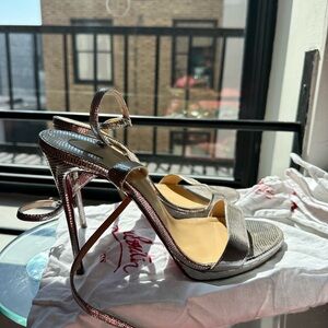 Christian Louboutin Loubi Queen Metallic Lizard-embossed leather sandals